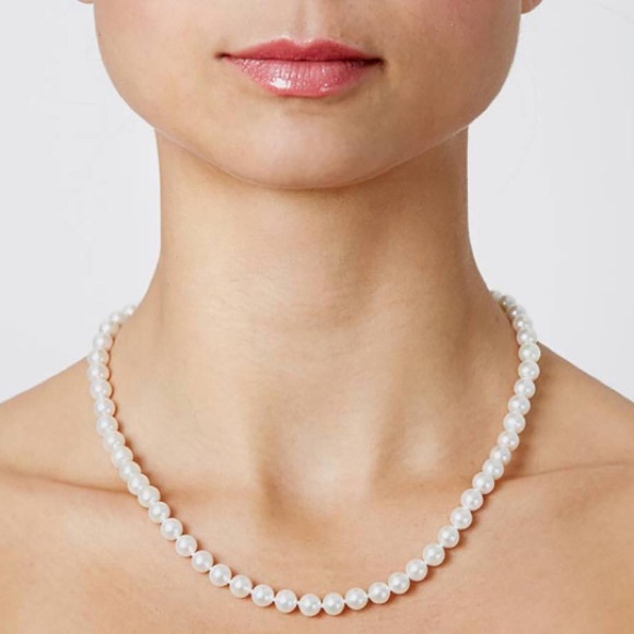 New 14k Freshwater White Pearl Necklace 18” - Picture 2 of 7